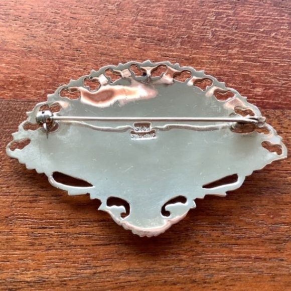 Sterling Silver Thai fan brooch - Picture 3 of 6